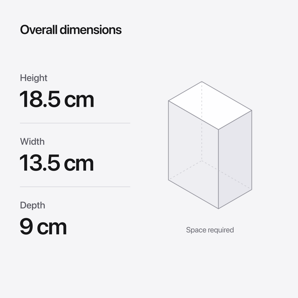 Gastly dimensions: height 18.5 cm, width 13.5 cm, depth 9 cm