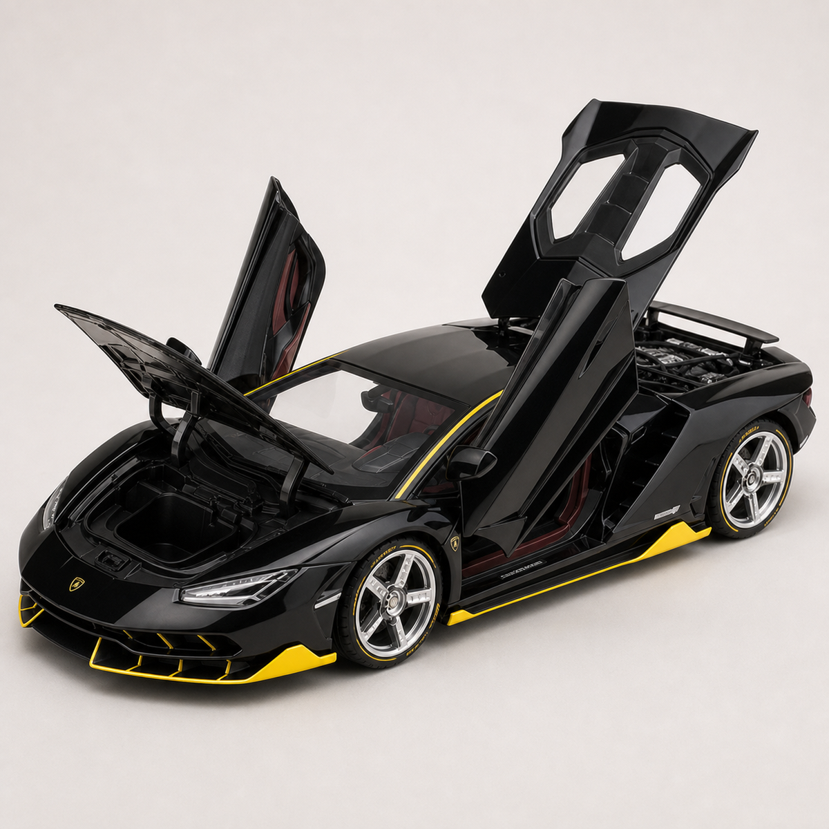 LP770 1:18 alloy model in black — open panels